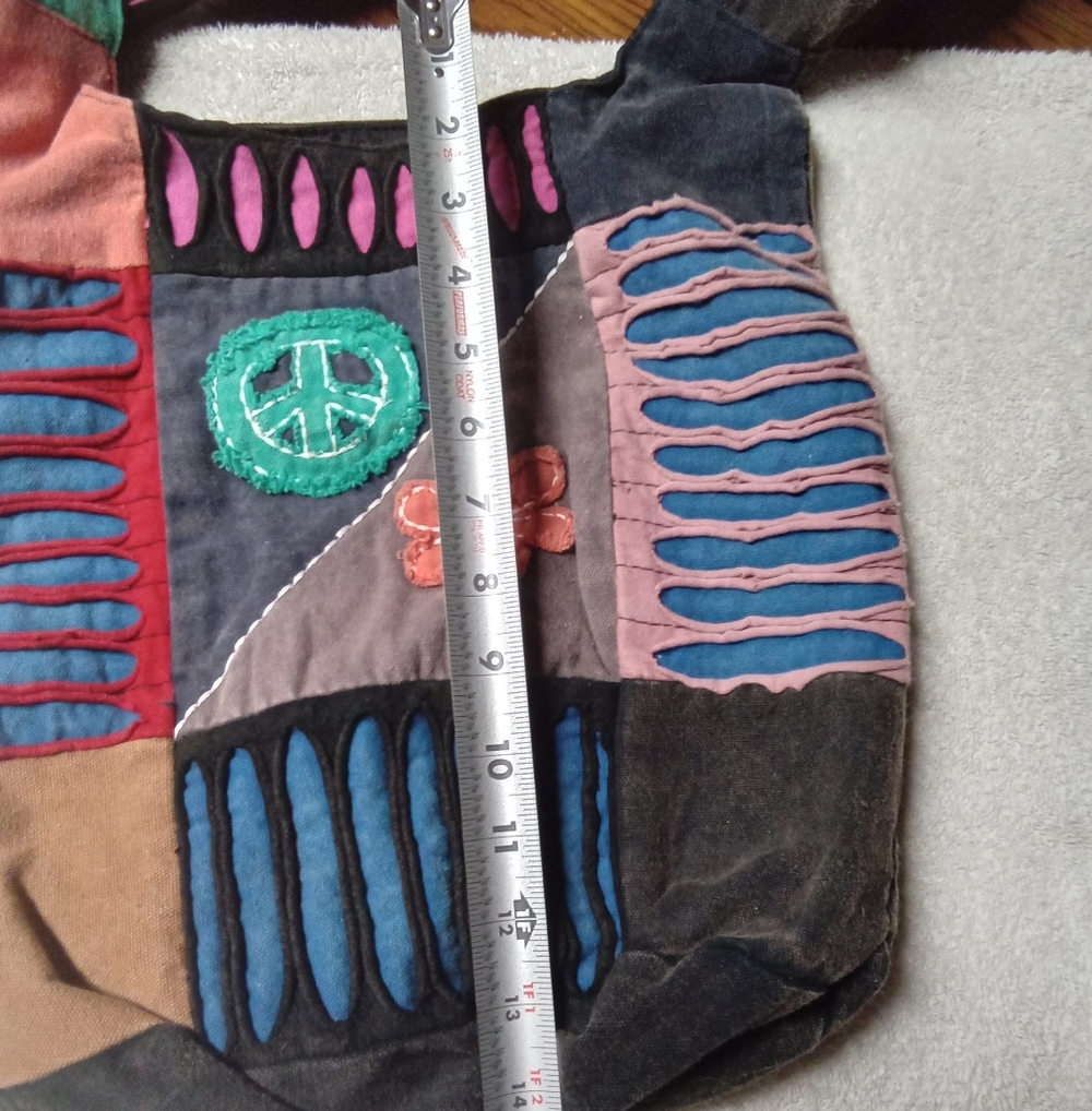 Boho Patchwork Multicolor Sling Bag With Embroide… - image 2